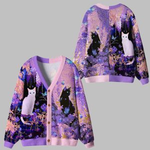 Cat Butterfly Dreams Ugly Cardigan Sweater 1
