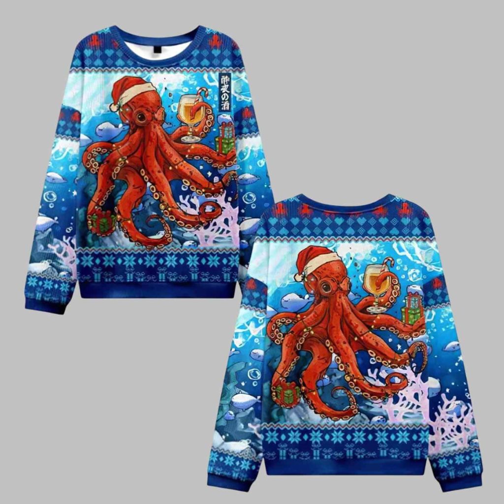 Santa Octopus Ugly Christmas Sweater