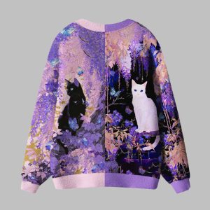 Cat Butterfly Dreams Ugly Cardigan Sweater 3