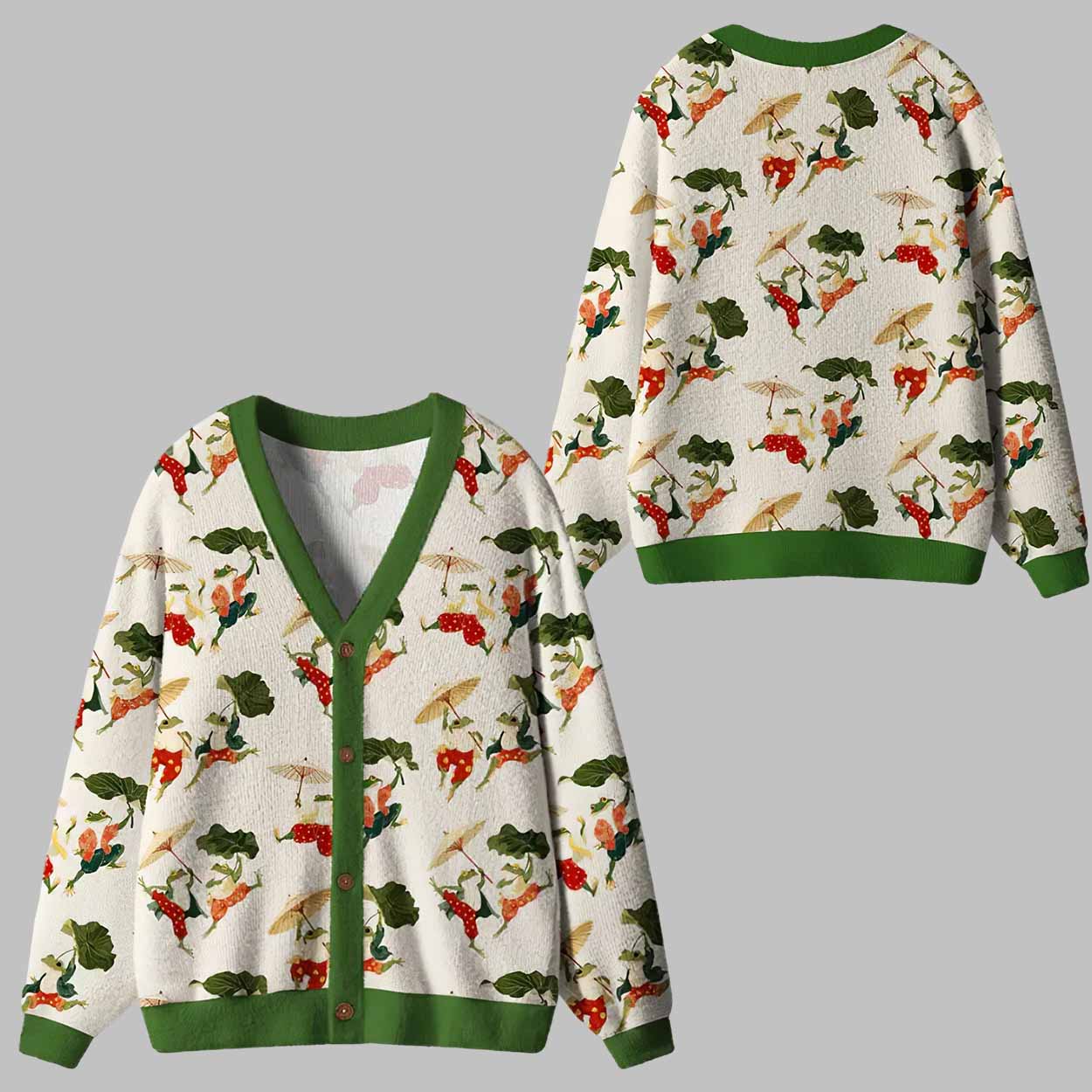 Waltz Of The Frogs Ugly Cardigan Sweater Waltz Of The Frogs Ugly Cardigan Sweater