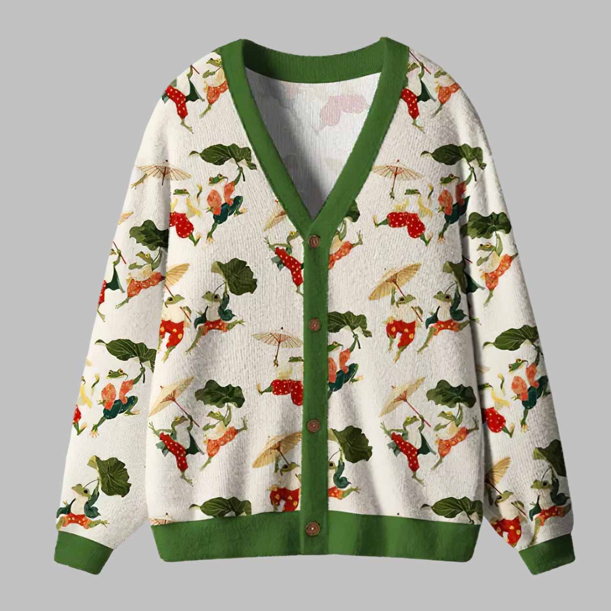 Waltz Of The Frogs Ugly Cardigan Sweater Waltz Of The Frogs Ugly Cardigan Sweater