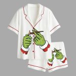 Women’s Grnch Hands Smoking Funny Christmas Pajama Set