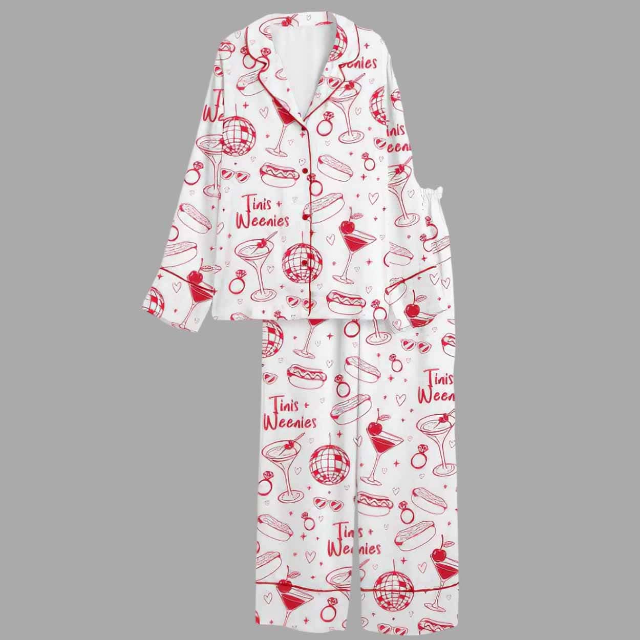 Women’s Tinis And Weenies Martini Hot Dog BBQ Bride Party Pajama Set Women’s Tinis And Weenies Martini Hot Dog BBQ Bride Party Pajama Set