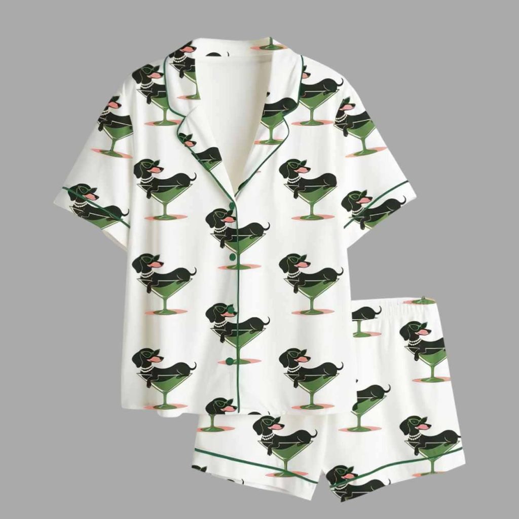 Women’s Weenies And Martinis Dachshund Weenie Tini Social Club Pajama Set 1