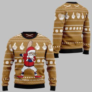 Baseball Ho Ho Homerun Ugly Christmas Sweater
