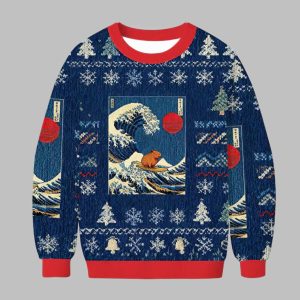 Capybara Surfing Ugly Christmas Sweater
