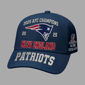 Patriots 2025 AFC Champions Custom Name Hat Cap 1