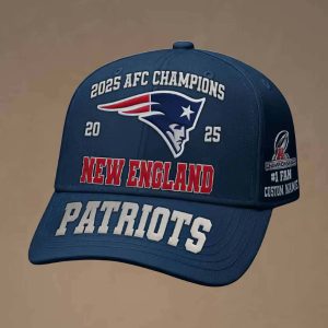 Patriots 2025 AFC Champions Custom Name Hat Cap 2