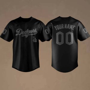 Dodgers Blackout Blackout Custom Name Baseball Jersey 2