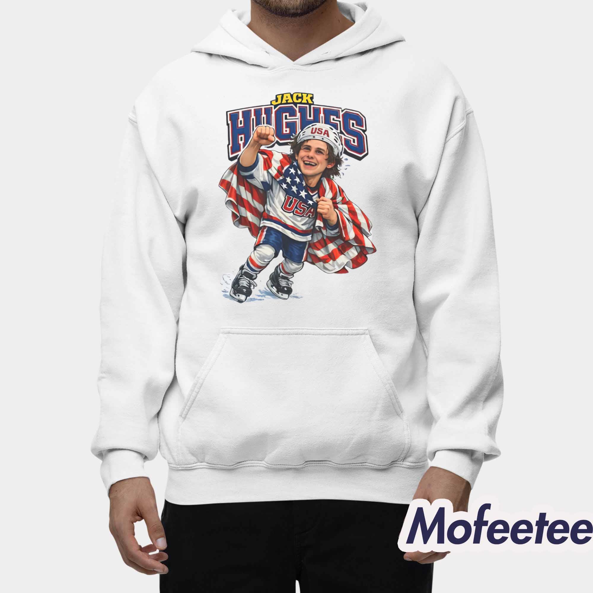 Men’s Hockey Jack Hughes Caricature Shirt Men’s Hockey Jack Hughes Caricature Shirt
