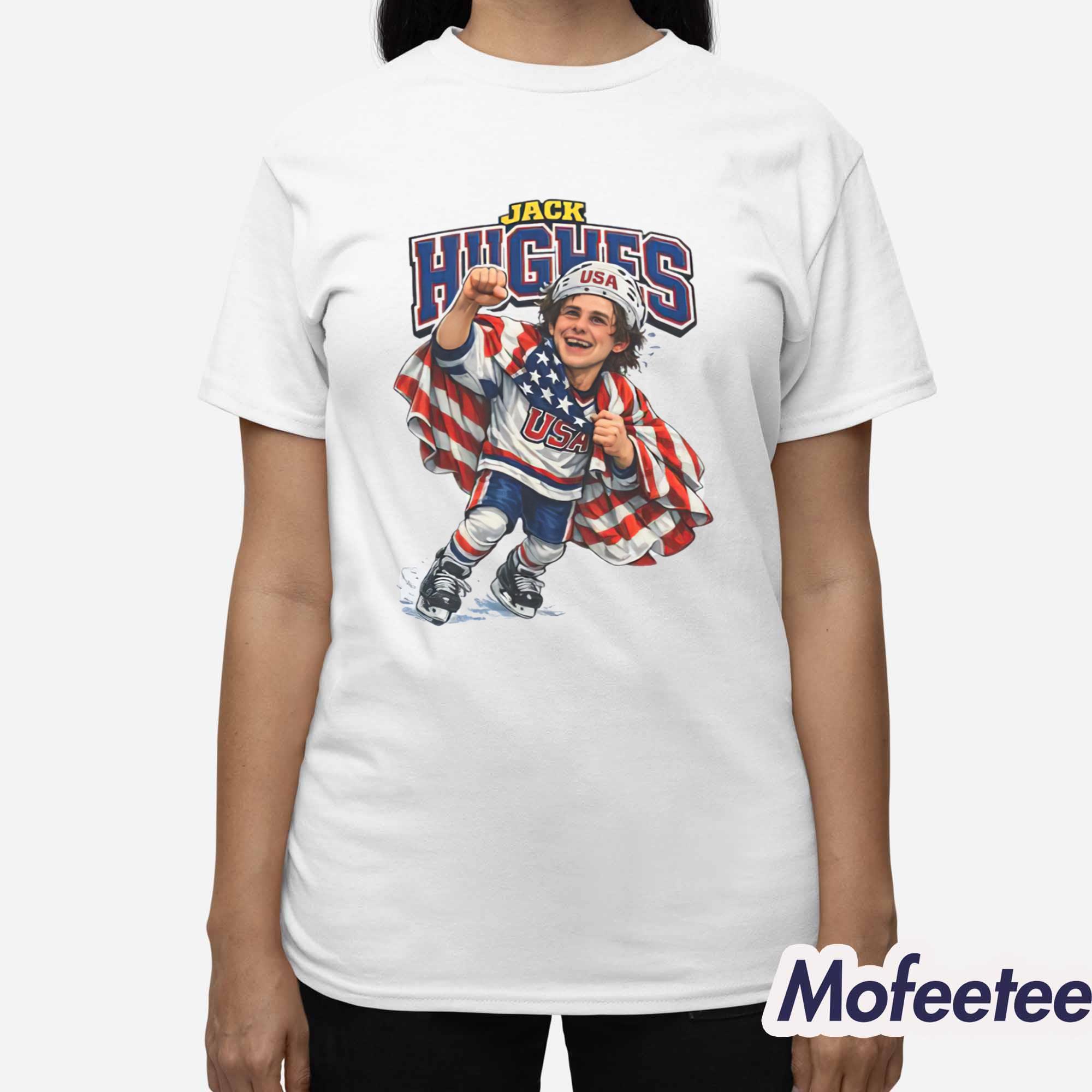 Men’s Hockey Jack Hughes Caricature Shirt Men’s Hockey Jack Hughes Caricature Shirt