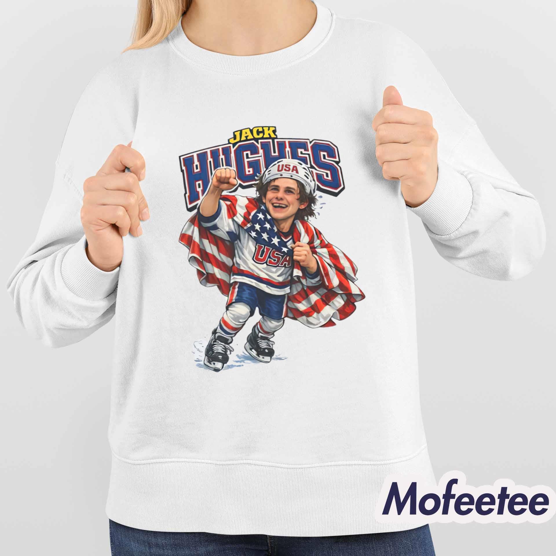 Men’s Hockey Jack Hughes Caricature Shirt Men’s Hockey Jack Hughes Caricature Shirt