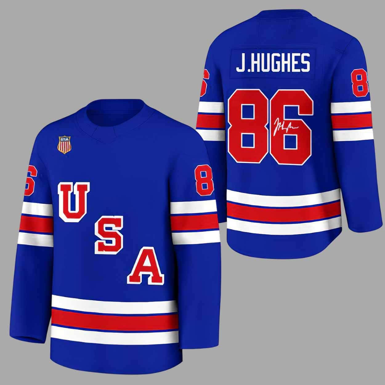 USA Hockey Jack Hughes Golden Goal 86 Signature 2026 Hockey Jersey
