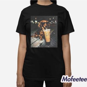 Funny Dachshund Drinking Iced Coffee Shirt 3