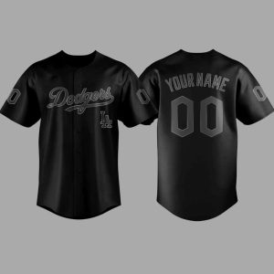 Dodgers Blackout Blackout Custom Name Baseball Jersey 1