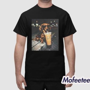 Funny Dachshund Drinking Iced Coffee Shirt 1