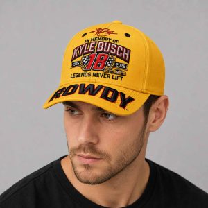 In Memory Of Kyle Busch 18 Forever Rowdy Legends Never Lift Hat 1 In Memory Of Kyle Busch 18 Forever Rowdy Legends Never Lift Hat 2