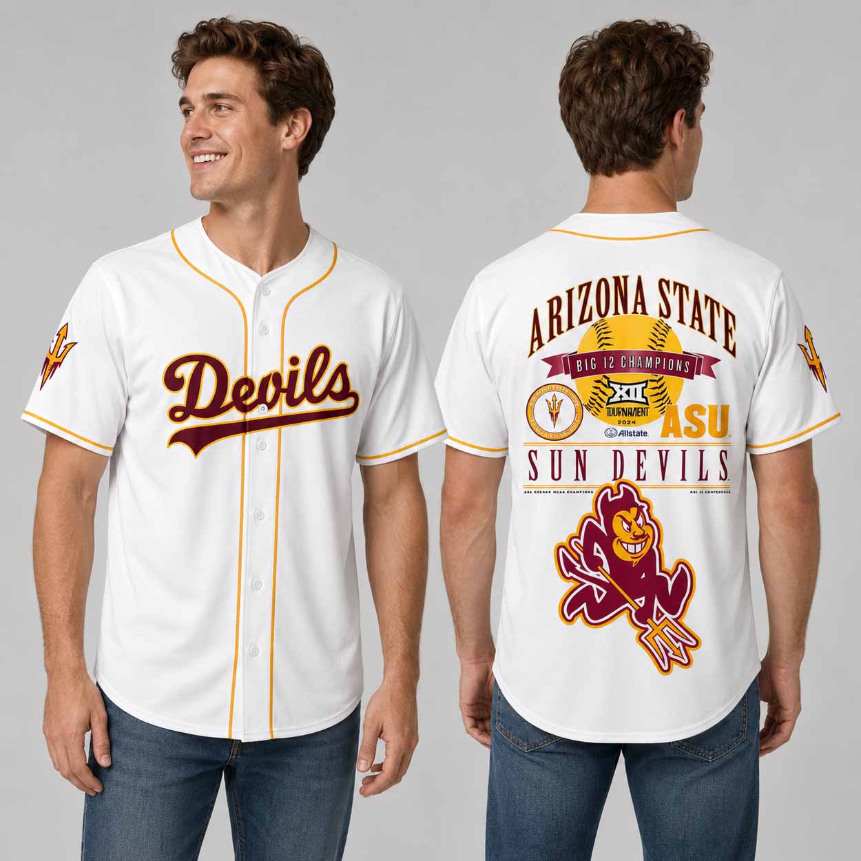 Sun Devils 2026 Big 12 Softball Tournament Champions Baseball Jersey Sun Devils 2026 Big 12 Softball Tournament Champions Baseball Jersey