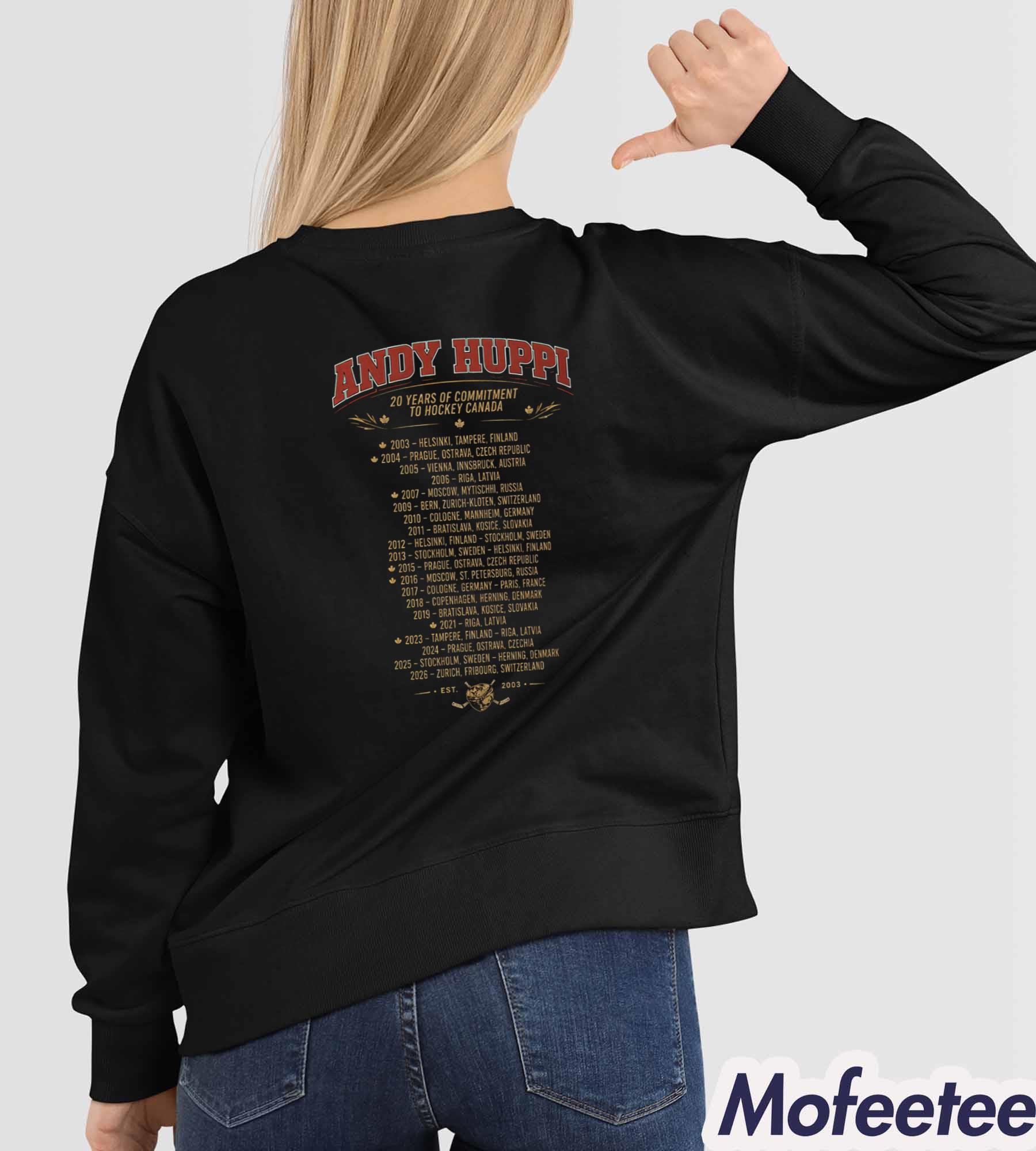 Team Canada Andy Huppi 20 Year Shirt Team Canada Andy Huppi 20 Year Shirt