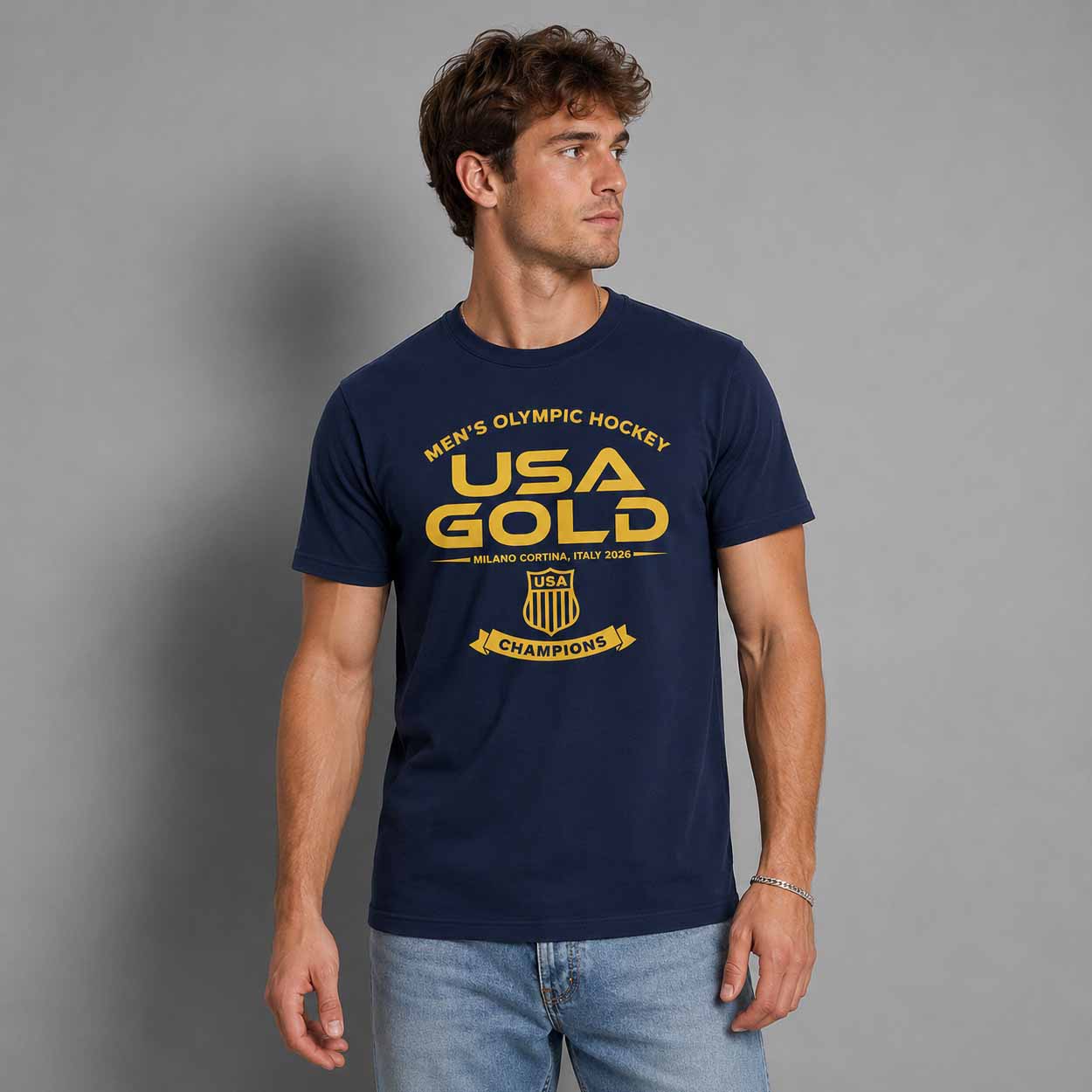 Men’s Olympic Hockey USA Gold Milano Cortina Italy 2026 Champions Shirt Men’s Olympic Hockey USA Gold Milano Cortina Italy 2026 Champions Shirt