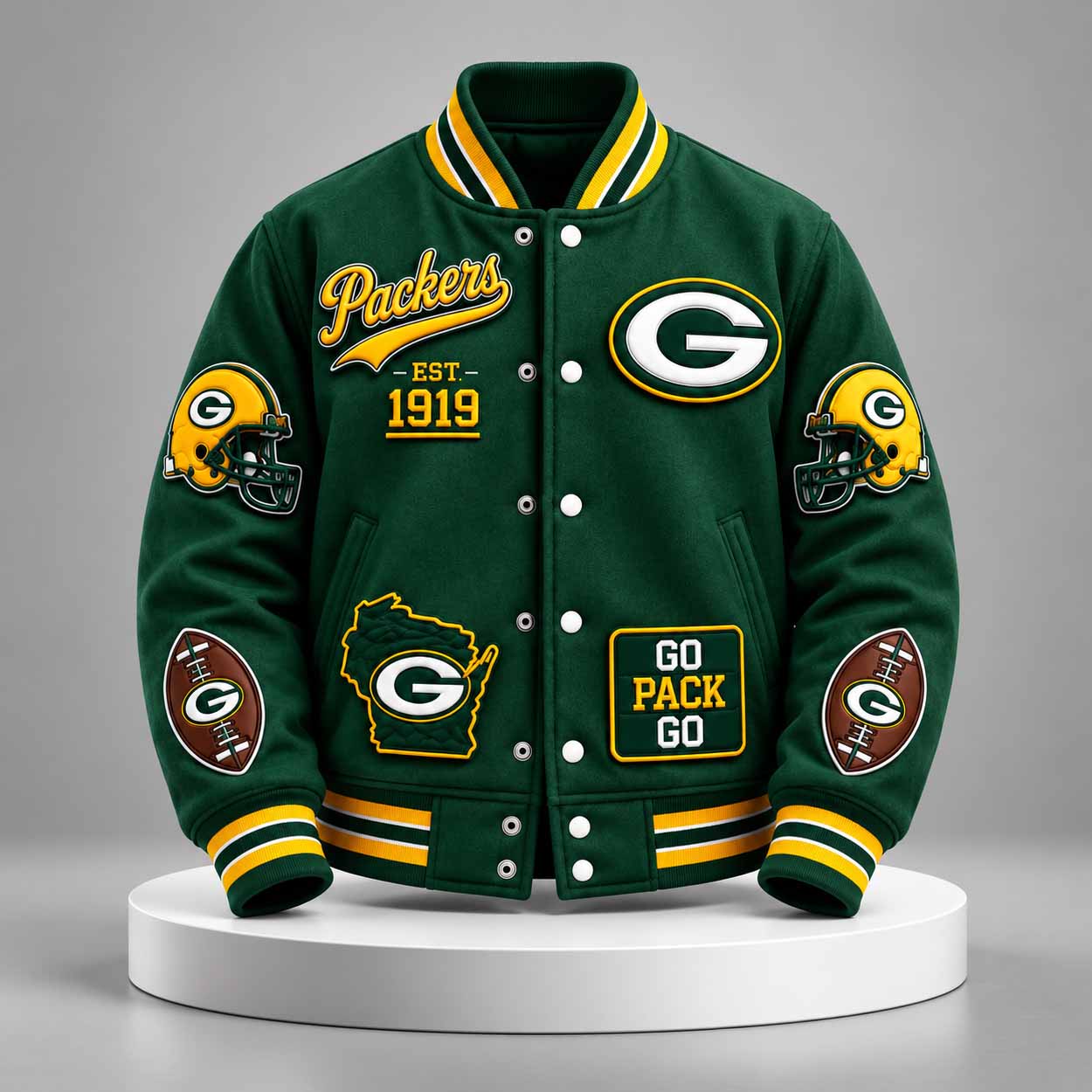 Green Bay Packers 2026 Packers EST 1919 Baseball Jacket