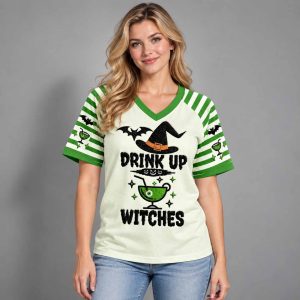 Drink Up Witches Wine Glass Halloween 2026 V Neck Shirt 1 Drink Up Witches Wine Glass Halloween 2026 V Neck Shirt 2