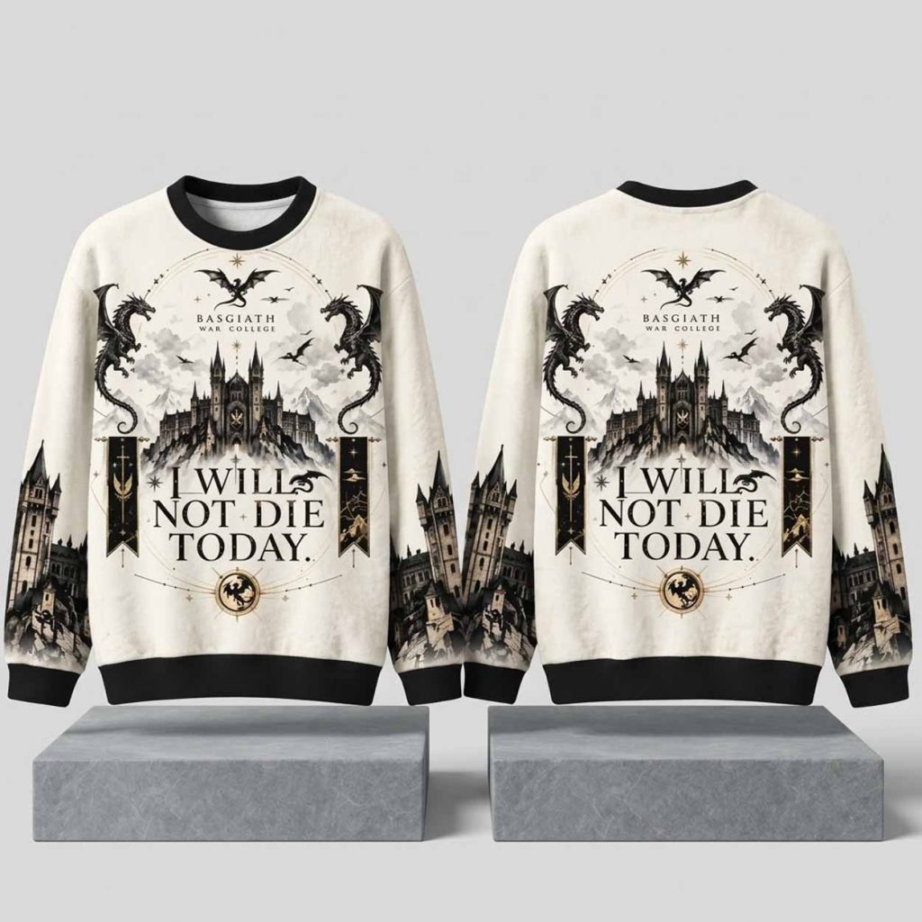 Basgiath War College I Will Not Die Today Dragon Christmas 2026 Ugly Sweater 1 Basgiath War College I Will Not Die Today Dragon Christmas 2026 Ugly Sweater 1