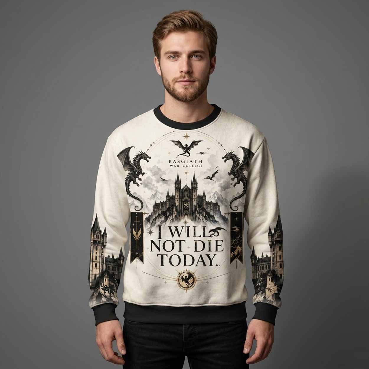 Basgiath War College I Will Not Die Today Dragon Christmas 2026 Ugly Sweater Basgiath War College I Will Not Die Today Dragon Christmas 2026 Ugly Sweater