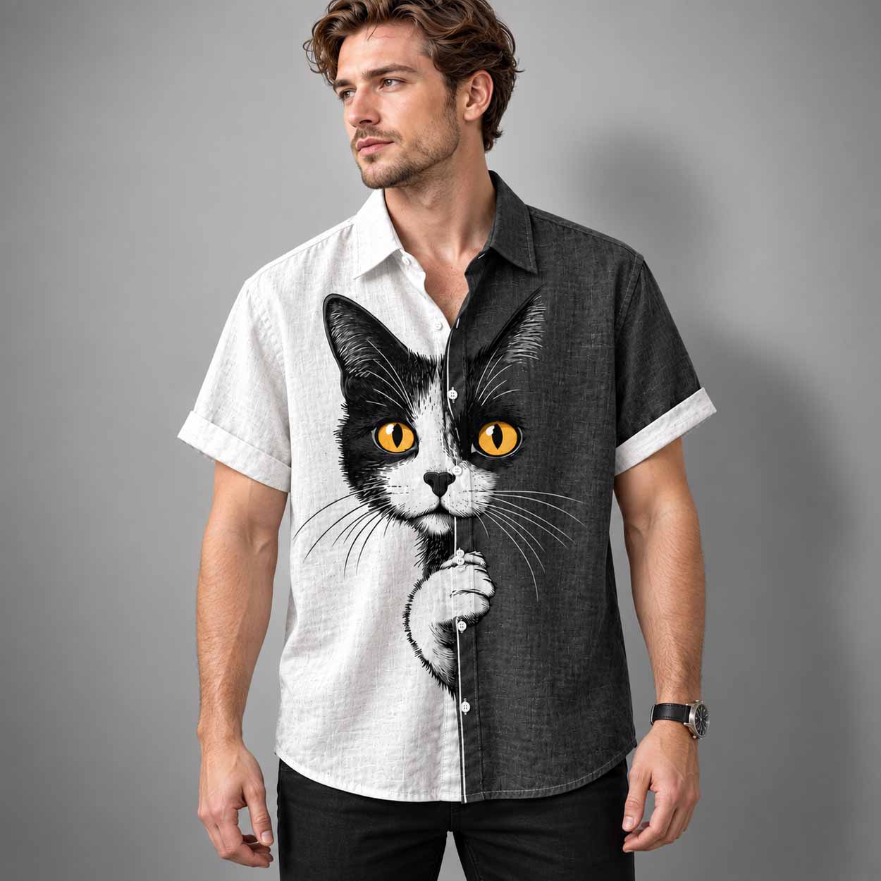 Cat Black And White 2026 Hawaiian Shirt Cat Black And White 2026 Hawaiian Shirt