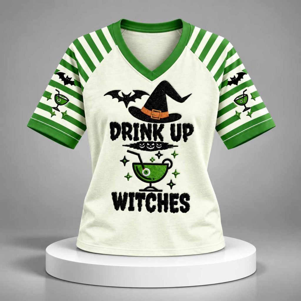Drink Up Witches Wine Glass Halloween 2026 V Neck Shirt 1 Drink Up Witches Wine Glass Halloween 2026 V Neck Shirt 1