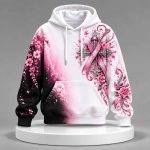 Women's Casual Breast Cancer Awareness Print Hoodie