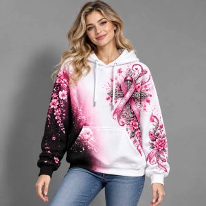 Women's Casual Breast Cancer Awareness Print Hoodie 2