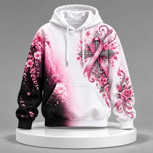 Women’s Casual Breast Cancer Awareness Print Hoodie