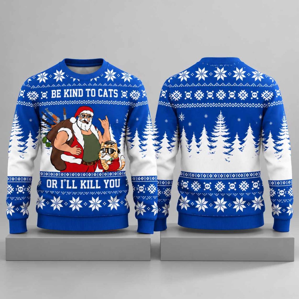 2026 Tough Santa Cat Ugly Christmas Sweater 1 2026 Tough Santa Cat Ugly Christmas Sweater 1