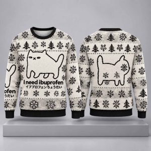 I Need Ibuprofen Cat Ugly Christmas Sweater