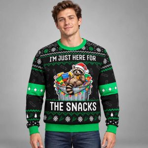 Raccoon For The Snacks Ugly Christmas Sweater 2