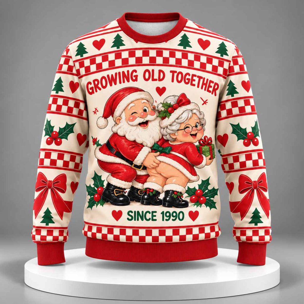 Growing Old Together Since 1990 Ugly Christmas Sweater 1
