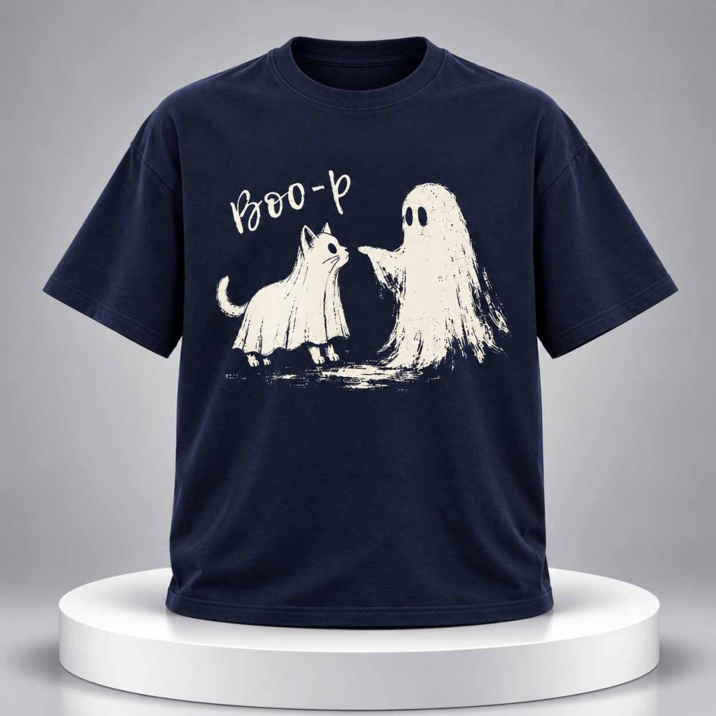 Halloween Ghost Cat Boop Shirt 1