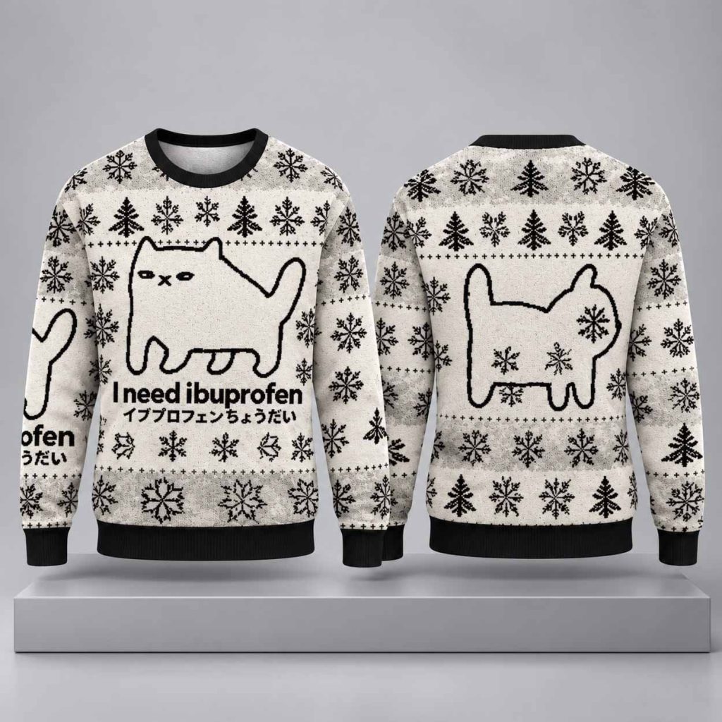 I Need Ibuprofen Cat Ugly Christmas Sweater 1 I Need Ibuprofen Cat Ugly Christmas Sweater 1