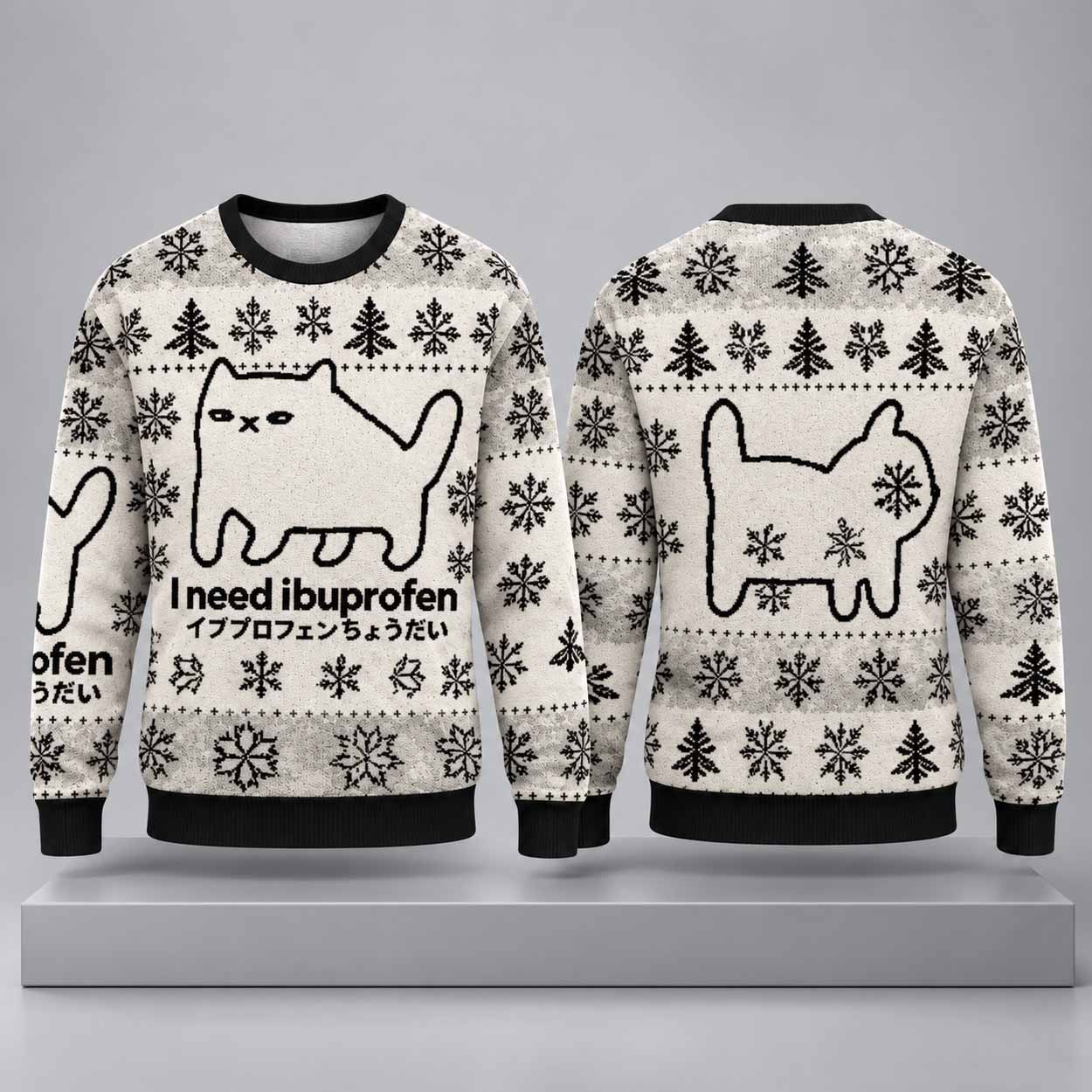 I Need Ibuprofen Cat Ugly Christmas Sweater I Need Ibuprofen Cat Ugly Christmas Sweater