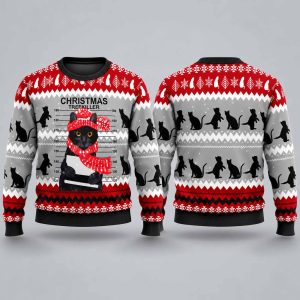 2026 Christmas Black Cat Tree Killer Ugly Sweater