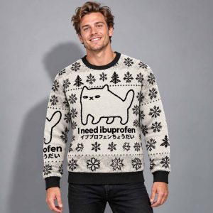 I Need Ibuprofen Cat Ugly Christmas Sweater 1 I Need Ibuprofen Cat Ugly Christmas Sweater 2