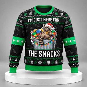 Raccoon For The Snacks Ugly Christmas Sweater